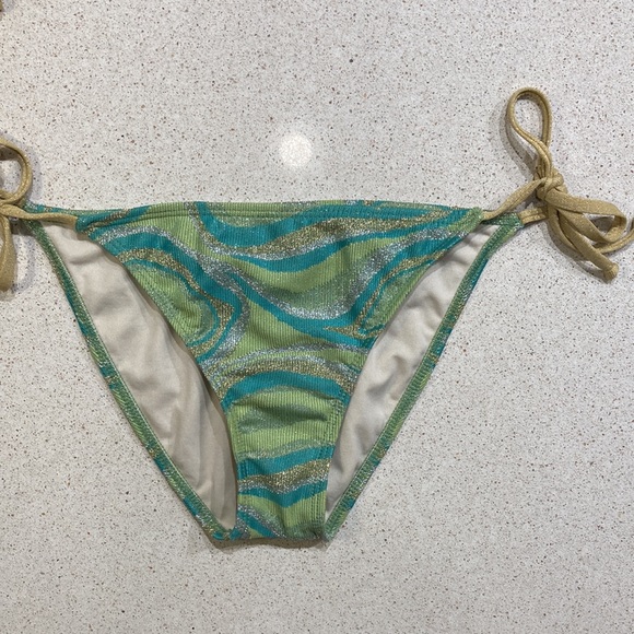 Guess Gold, Silver, & Green Bikini Bottoms, size small - Picture 12 of 12